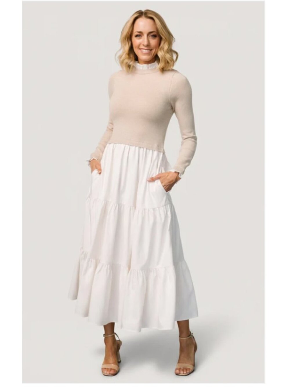 Baltic Born Sophie Sweater Dress Maxi Minimalist Natural Cream Neutral Small